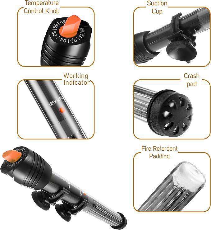 300W Submersible Aquarium Heater - Explosion-Proof for 40-55 Gallon Tanks