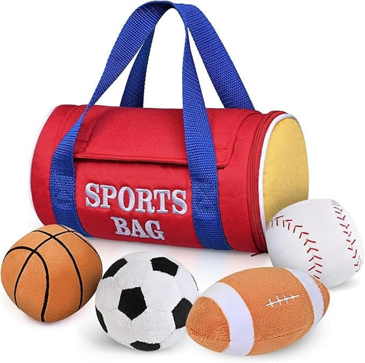 Baby Sensory Sports Plush Set with Carry Bag – Soft Interactive Balls for Early Development