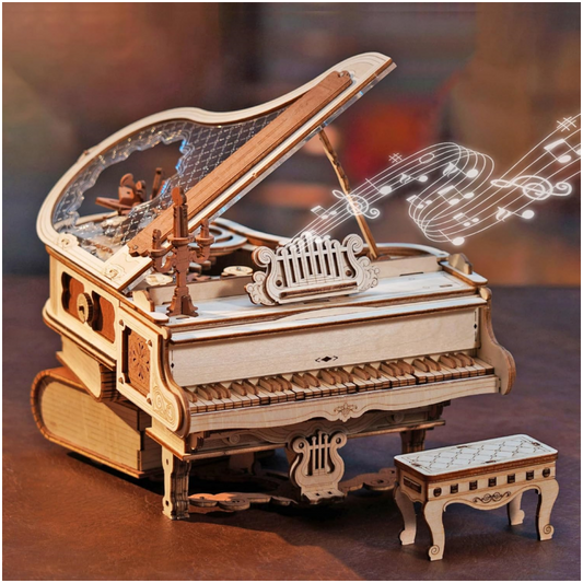 3D Wooden Music Box Puzzle - Mechanical Grand Piano Model Kit