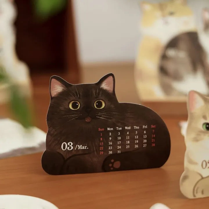 2026 Cute Cat and Dog Calendar – Double-Sided Printing with Wooden Base