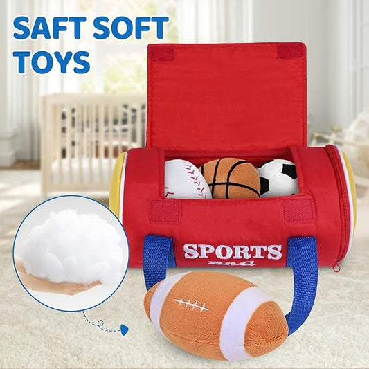 Baby Sensory Sports Plush Set with Carry Bag – Soft Interactive Balls for Early Development