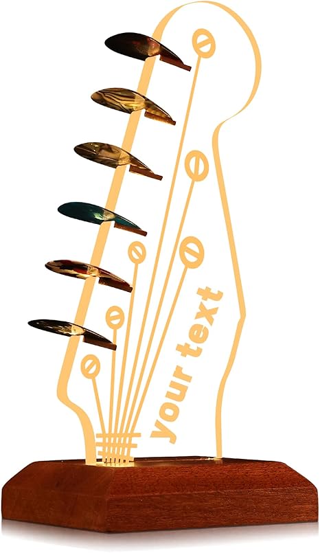 Elegant LED Guitar Pick Holder - Wood & Acrylic Display with USB Lighting