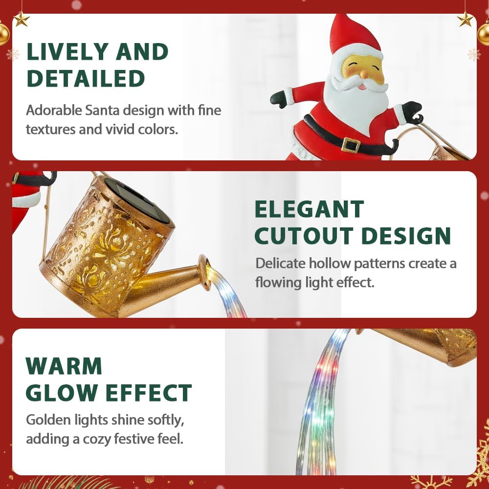 Santa Claus Solar Watering Can Light - 2026 New Solar Christmas Outdoor Lantern Light
