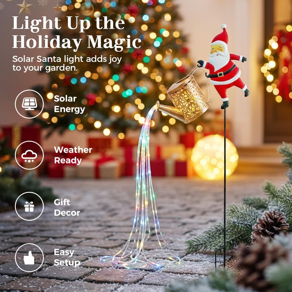 Santa Claus Solar Watering Can Light - 2026 New Solar Christmas Outdoor Lantern Light