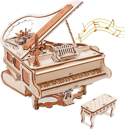 3D Wooden Music Box Puzzle - Mechanical Grand Piano Model Kit